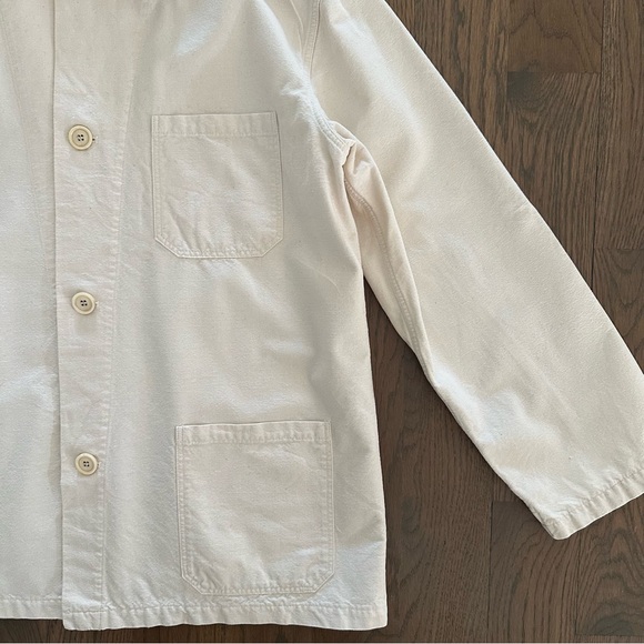 Caron Callahan Canvas Cotton Long Sleeve Chore Jacket Natural Cream Size Small - Picture 5 of 8
